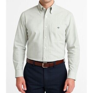 L.L.Bean Men Green Striped Button Down Shirt Size 16-33 Long Sleeve Cotton Lq